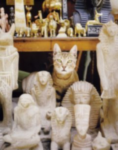 Ancient Egyptian depiction of a seated cat